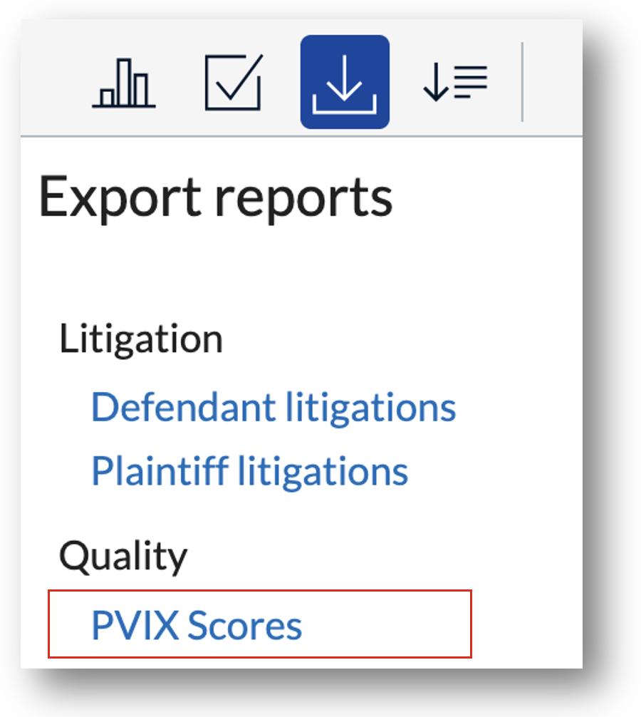 PVIX scores export UI